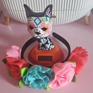Colorful KATRINA Cat Figurine with Floral Headband